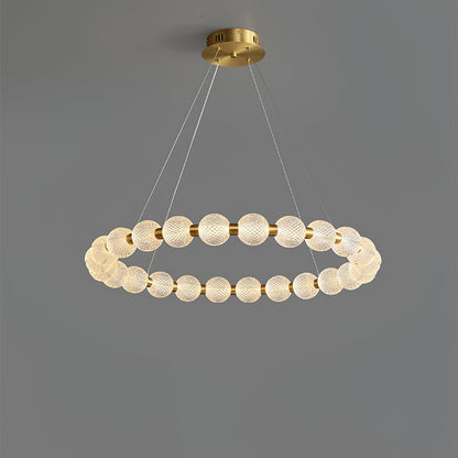 Elegant Pearl Chandelier with Adjustable Height and Crystal Accents
