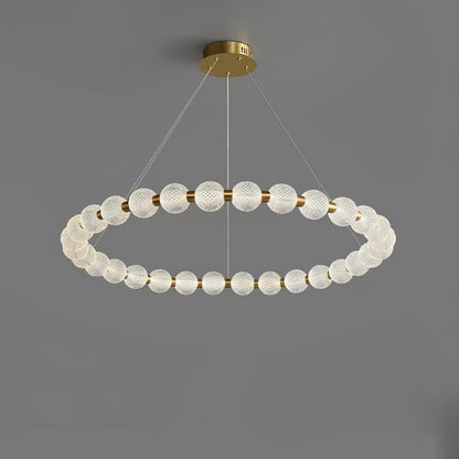 Elegant Pearl Chandelier with Adjustable Height and Crystal Accents