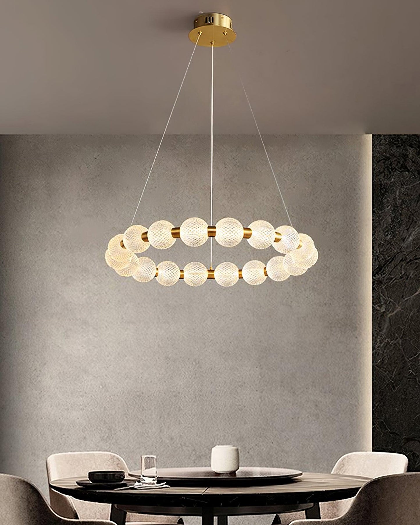 Elegant Pearl Chandelier with Adjustable Height and Crystal Accents