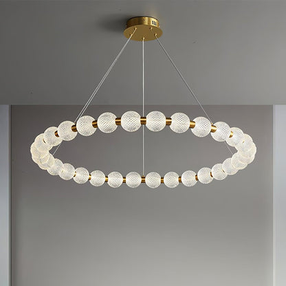 Elegant Pearl Chandelier with Adjustable Height and Crystal Accents