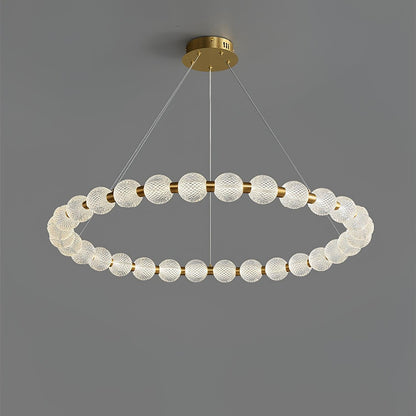 Elegant Pearl Chandelier with Adjustable Height and Crystal Accents