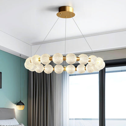 Elegant Pearl Chandelier with Adjustable Height and Crystal Accents