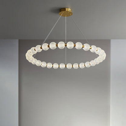 Elegant Pearl Chandelier with Adjustable Height and Crystal Accents