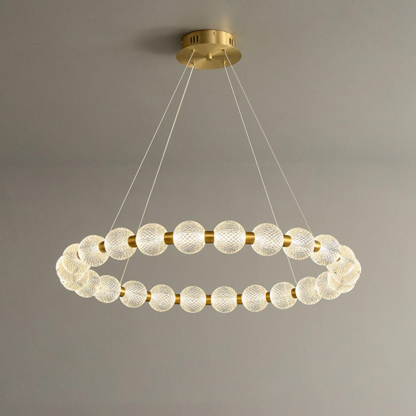 Elegant Pearl Chandelier with Adjustable Height and Crystal Accents