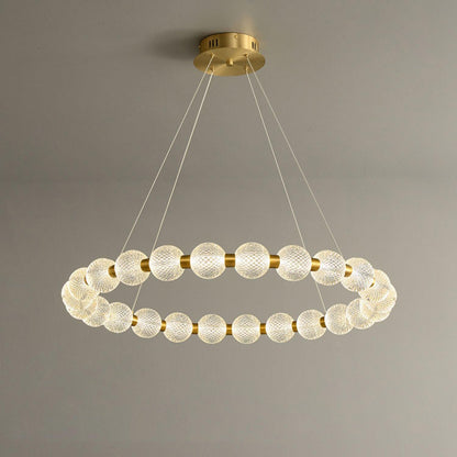 Elegant Pearl Chandelier with Adjustable Height and Crystal Accents