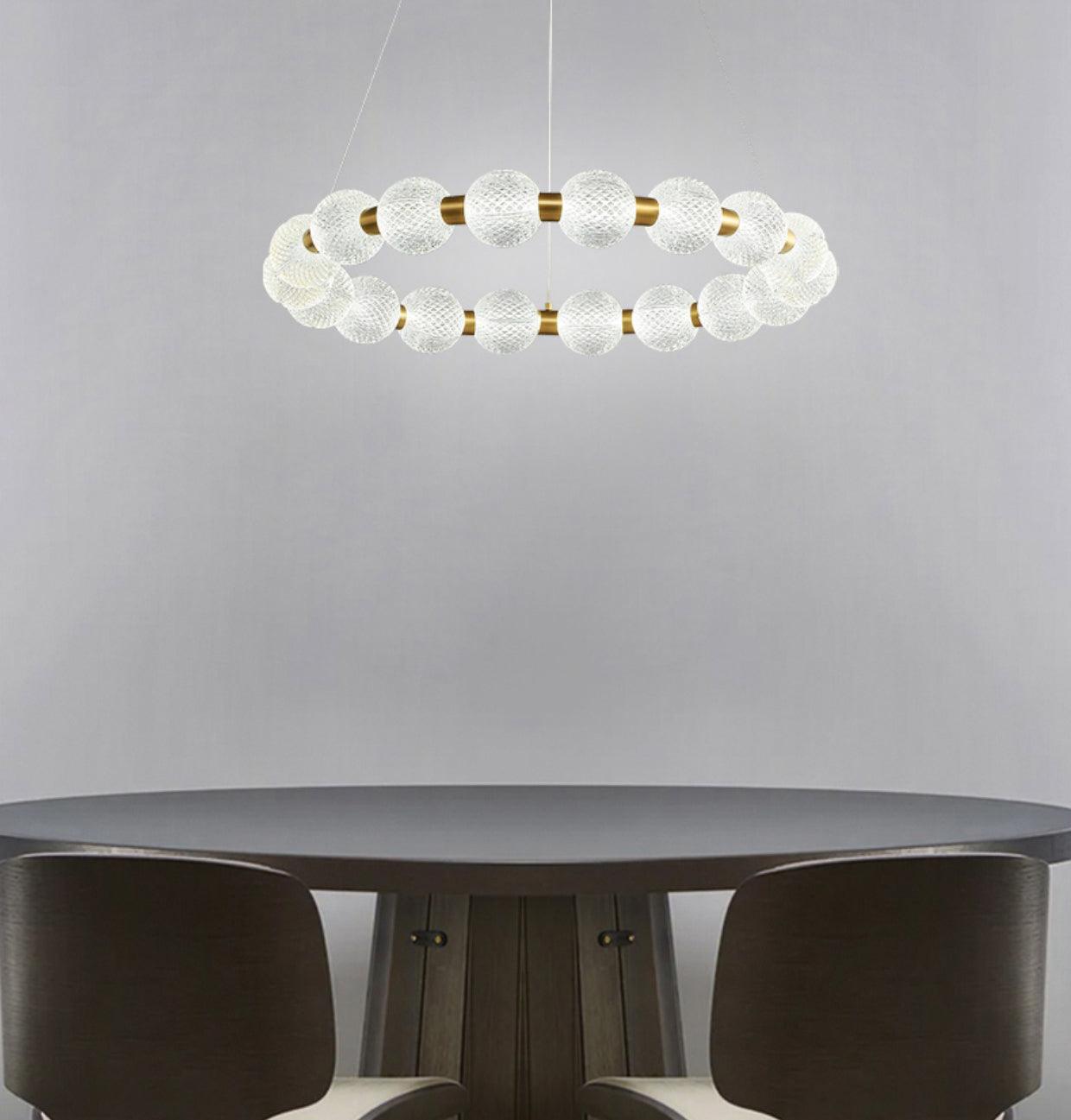 Elegant Pearl Chandelier with Adjustable Height and Crystal Accents