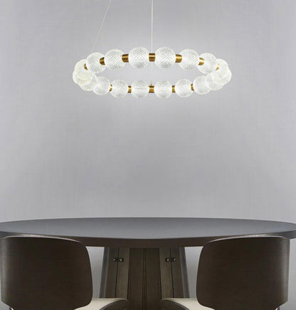 Elegant Pearl Chandelier with Adjustable Height and Crystal Accents