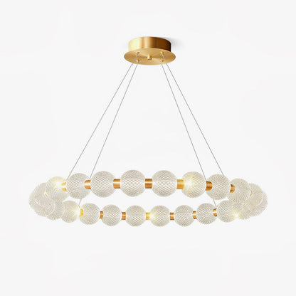 Elegant Pearl Chandelier with Adjustable Height and Crystal Accents