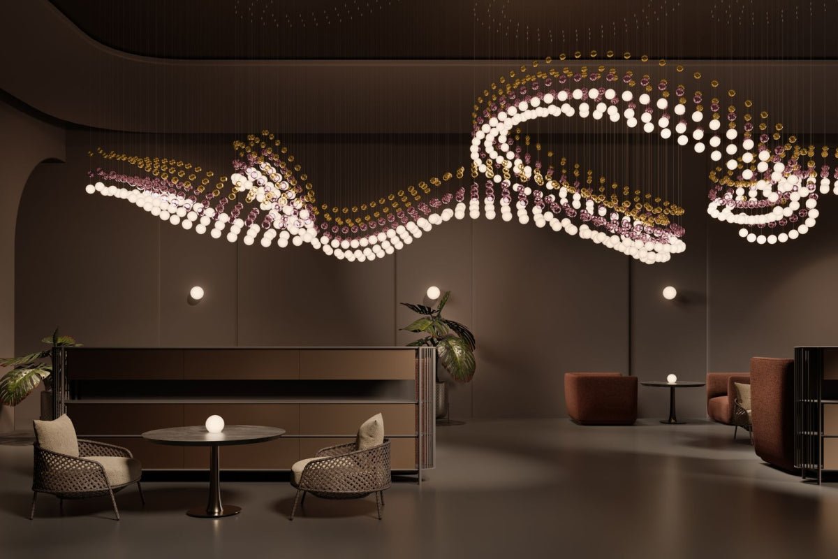 Customizable Pearl Curtain Chandelier with Dimmable Lighting Options