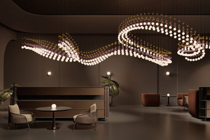 Customizable Pearl Curtain Chandelier with Dimmable Lighting Options