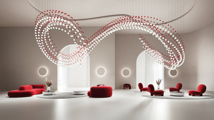 Customizable Pearl Curtain Chandelier with Dimmable Lighting Options