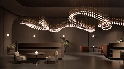 Customizable Pearl Curtain Chandelier with Dimmable Lighting Options
