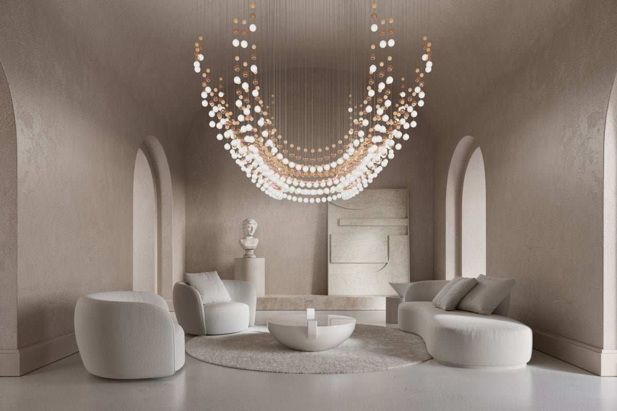 Customizable Pearl Curtain Chandelier with Dimmable Lighting Options