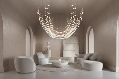 Customizable Pearl Curtain Chandelier with Dimmable Lighting Options