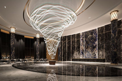 Customizable Pearl Curtain Chandelier with Dimmable Lighting Options