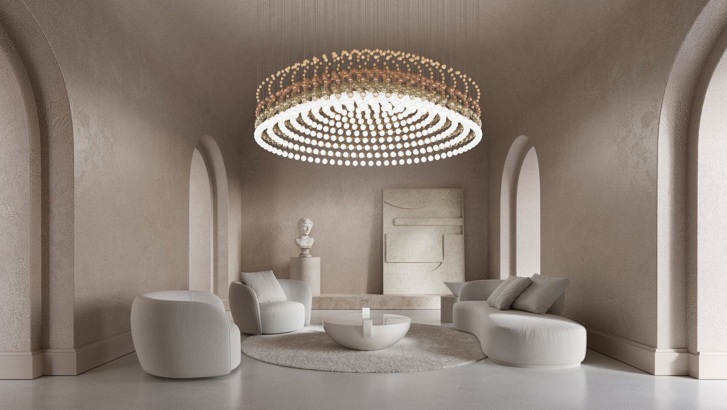 Customizable Pearl Curtain Chandelier with Dimmable Lighting Options