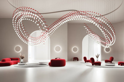 Customizable Pearl Curtain Chandelier with Dimmable Lighting Options