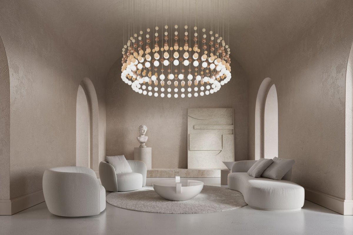 Customizable Pearl Curtain Chandelier with Dimmable Lighting Options
