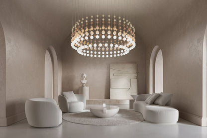 Customizable Pearl Curtain Chandelier with Dimmable Lighting Options