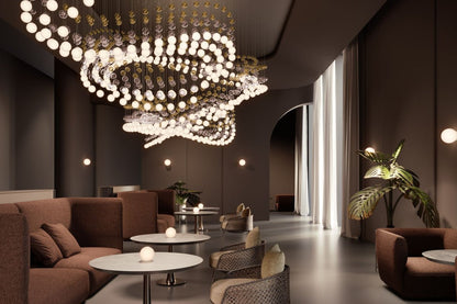 Customizable Pearl Curtain Chandelier with Dimmable Lighting Options