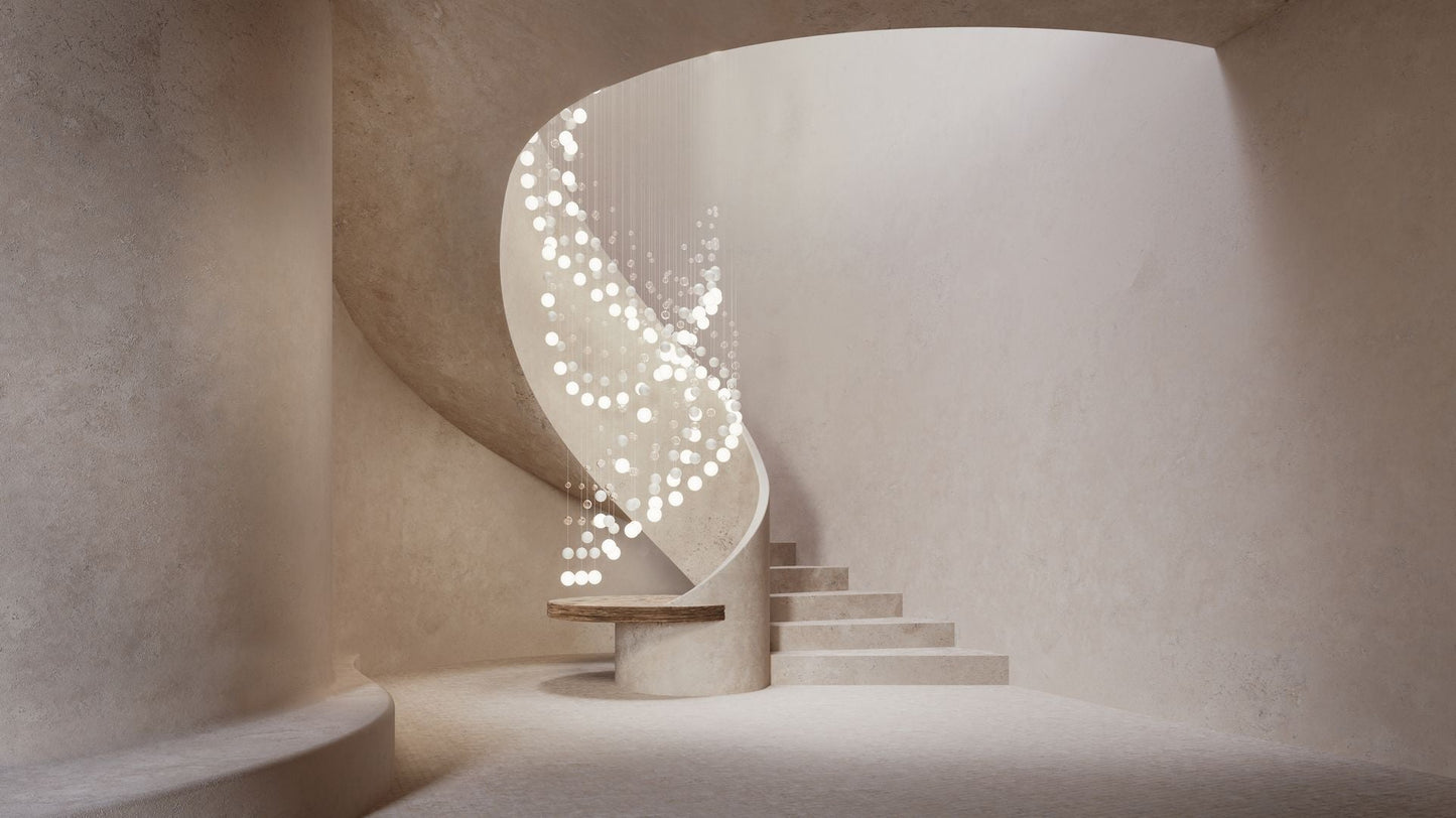 Customizable Pearl Curtain Chandelier with Dimmable Lighting Options