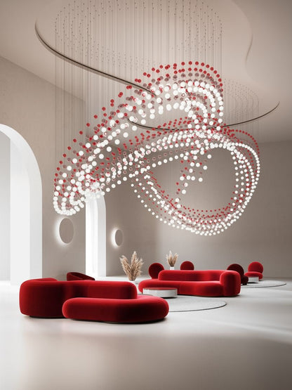Customizable Pearl Curtain Chandelier with Dimmable Lighting Options