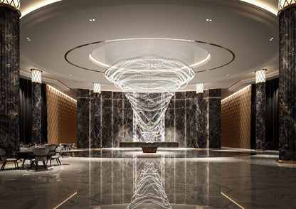 Customizable Pearl Curtain Chandelier with Dimmable Lighting Options