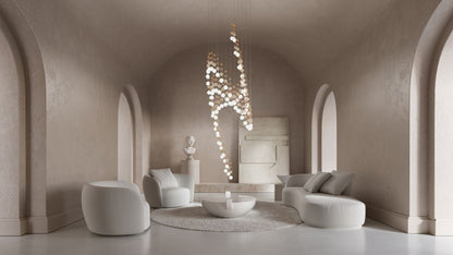 Customizable Pearl Curtain Chandelier with Dimmable Lighting Options