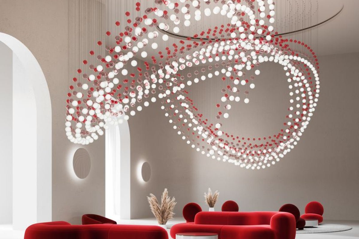 Customizable Pearl Curtain Chandelier with Dimmable Lighting Options