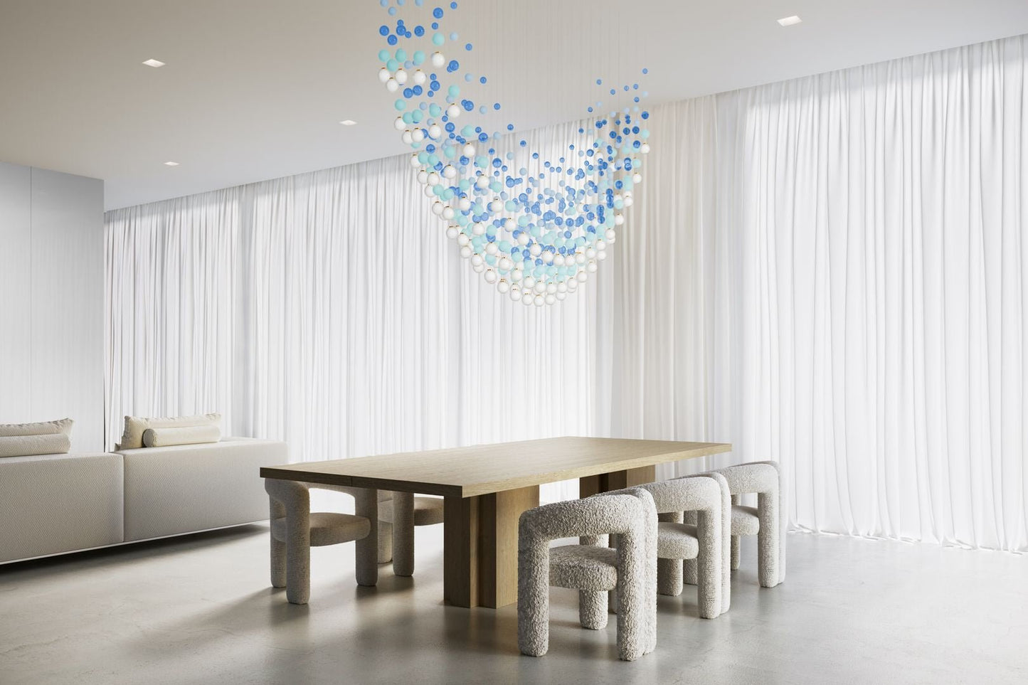 Customizable Pearl Curtain Chandelier with Dimmable Lighting Options