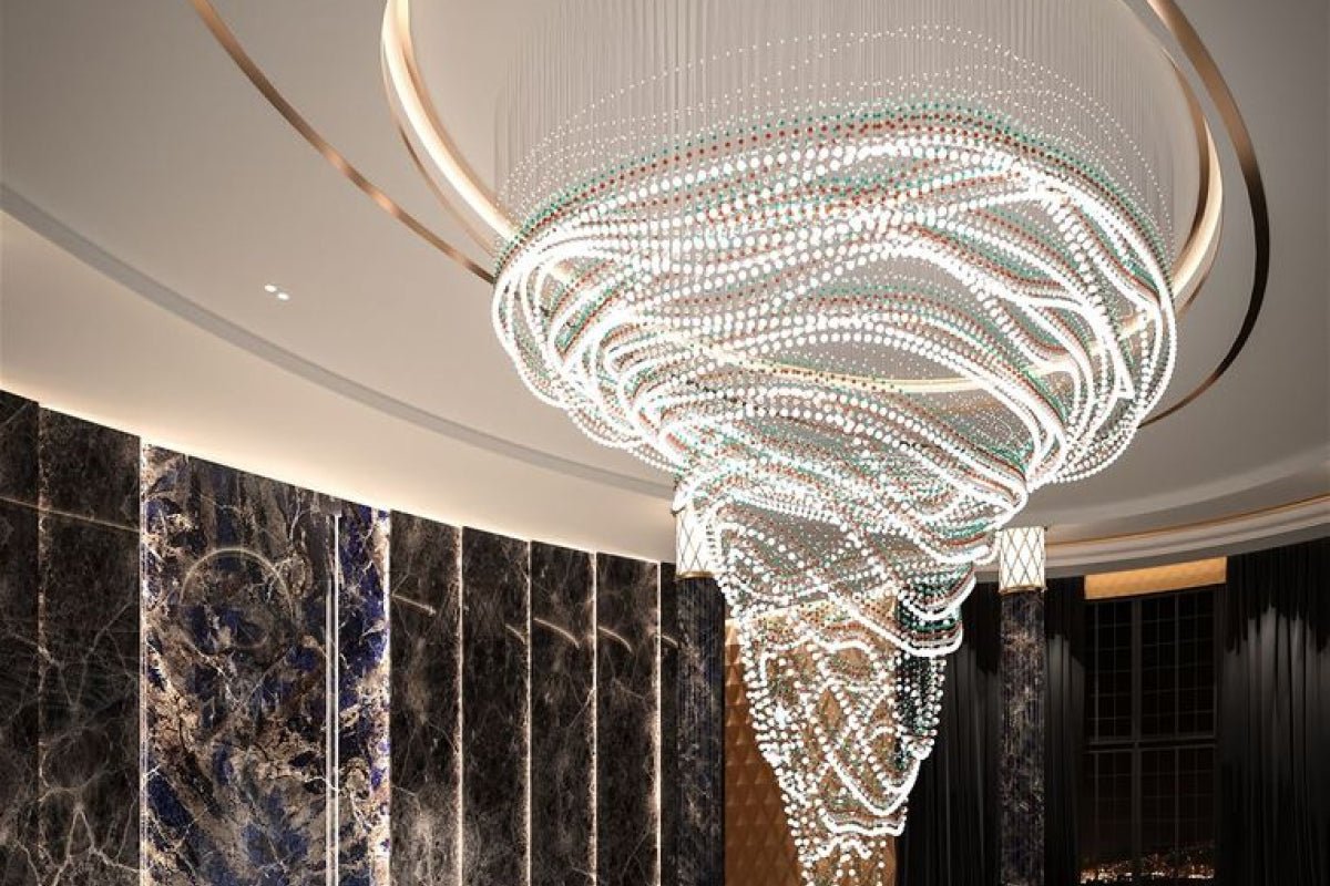 Customizable Pearl Curtain Chandelier with Dimmable Lighting Options