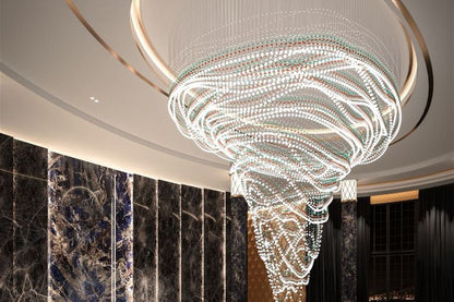 Customizable Pearl Curtain Chandelier with Dimmable Lighting Options