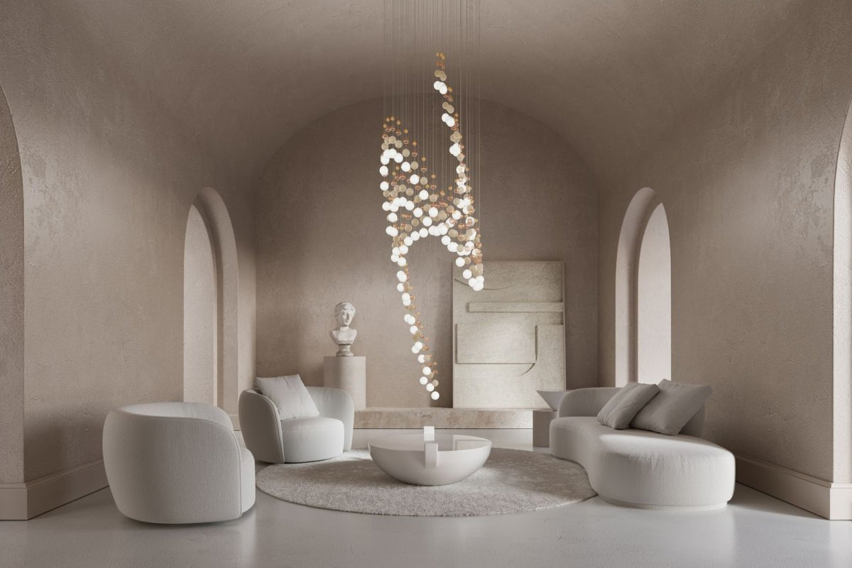 Customizable Pearl Curtain Chandelier with Dimmable Lighting Options