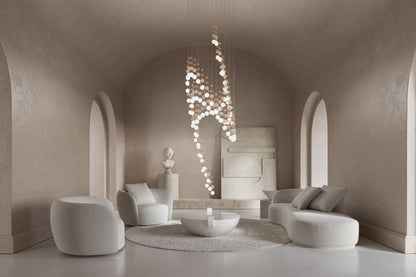 Customizable Pearl Curtain Chandelier with Dimmable Lighting Options