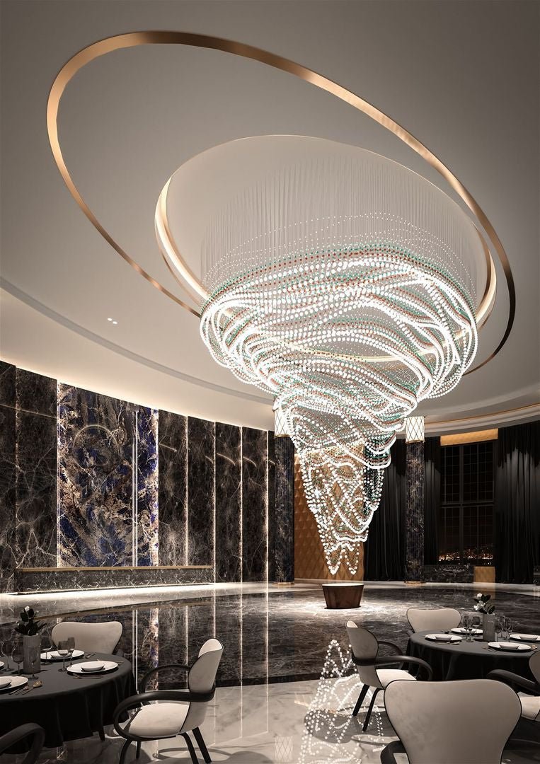 Customizable Pearl Curtain Chandelier with Dimmable Lighting Options