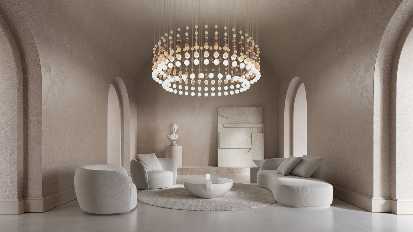 Customizable Pearl Curtain Chandelier with Dimmable Lighting Options