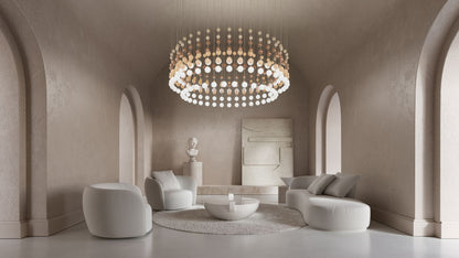Customizable Pearl Curtain Chandelier with Dimmable Lighting Options