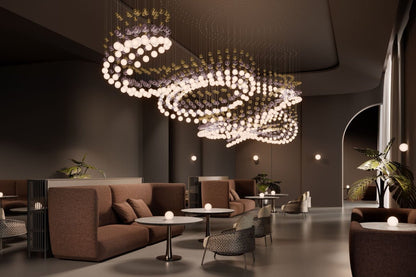 Customizable Pearl Curtain Chandelier with Dimmable Lighting Options