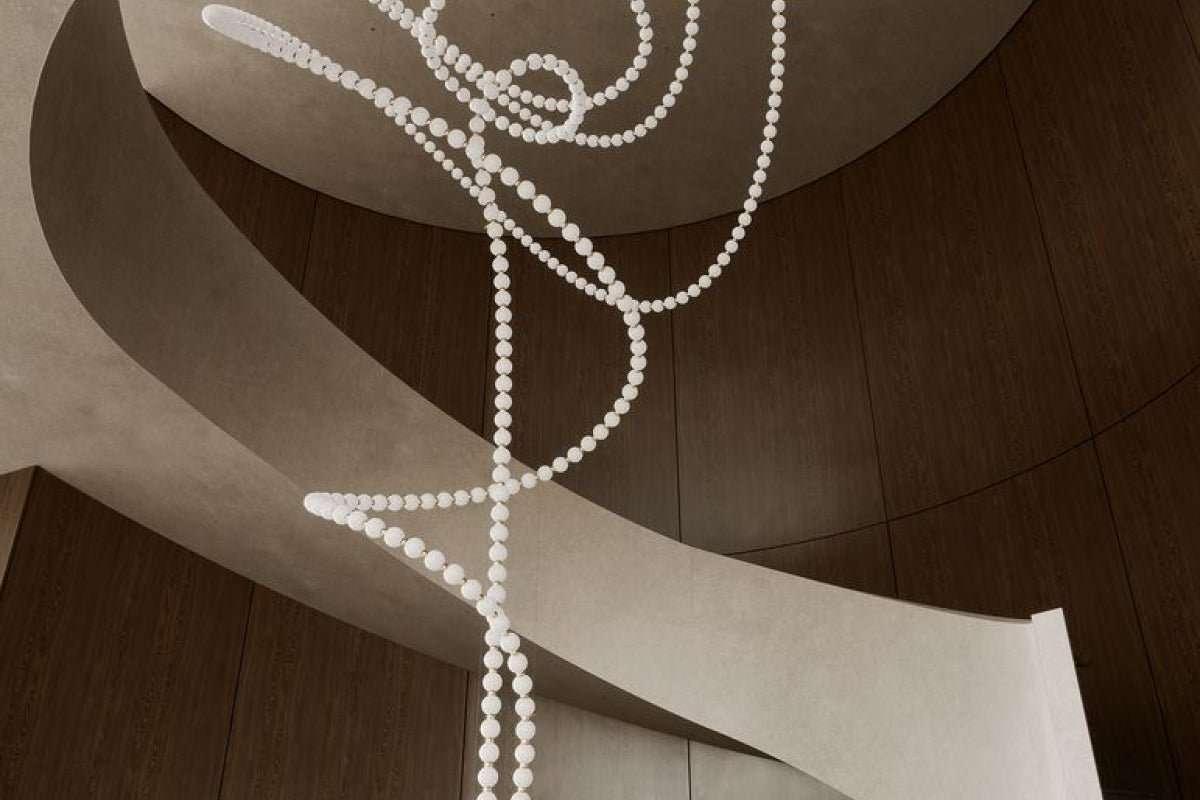 Customizable Pearl Drop Chandelier with Adjustable Height & LED Lights