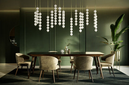Customizable Pearl Drop Chandelier with Adjustable Height & LED Lights