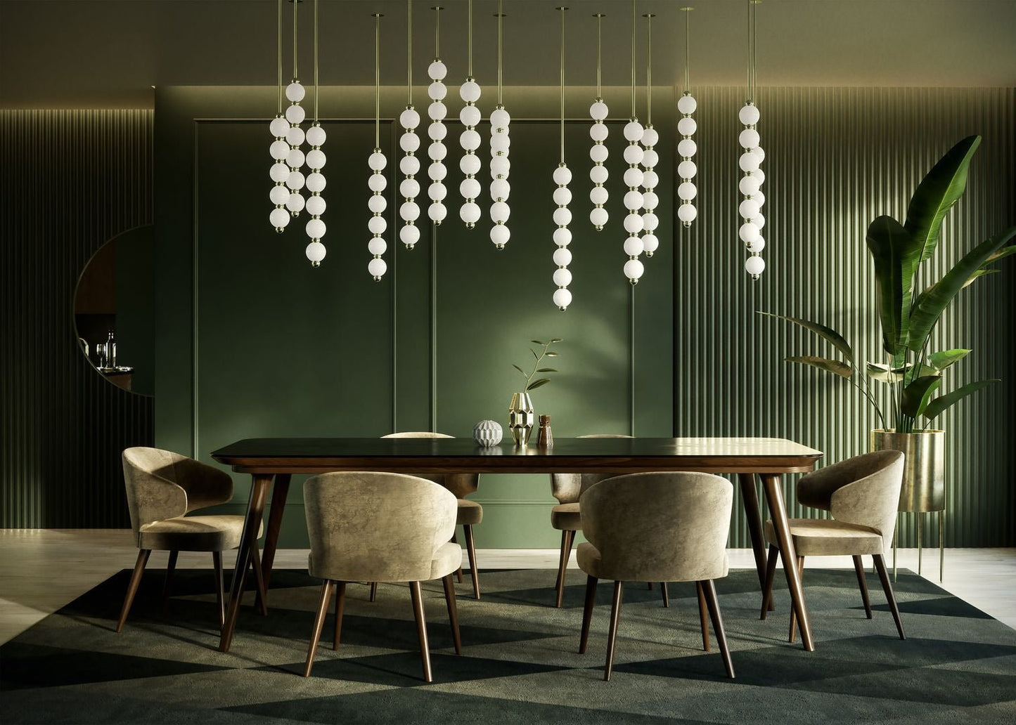 Customizable Pearl Drop Chandelier with Adjustable Height & LED Lights
