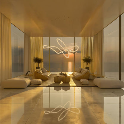 Customizable Pearl Drop Chandelier with Adjustable Height & LED Lights