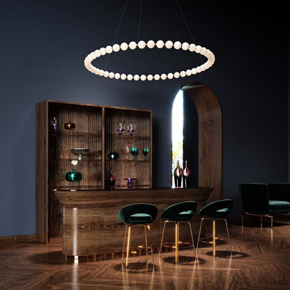 Customizable Pearl Drop Chandelier with Adjustable Height & LED Lights