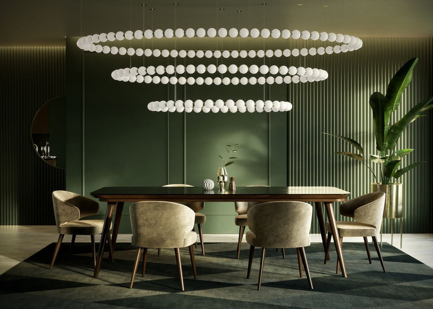 Customizable Pearl Drop Chandelier with Adjustable Height & LED Lights
