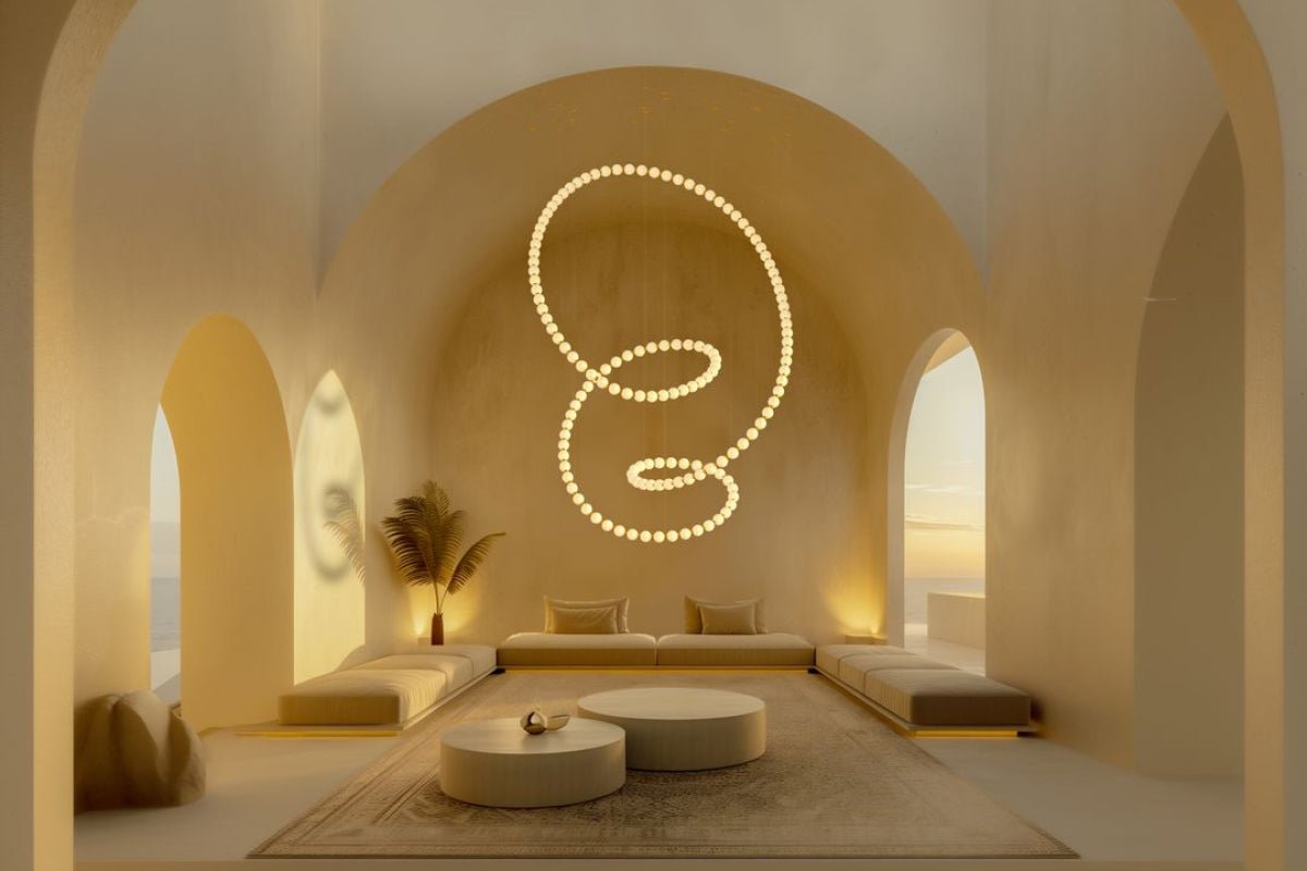 Customizable Pearl Drop Chandelier with Adjustable Height & LED Lights