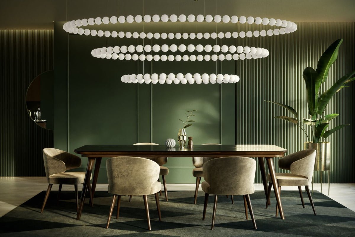 Customizable Pearl Drop Chandelier with Adjustable Height & LED Lights