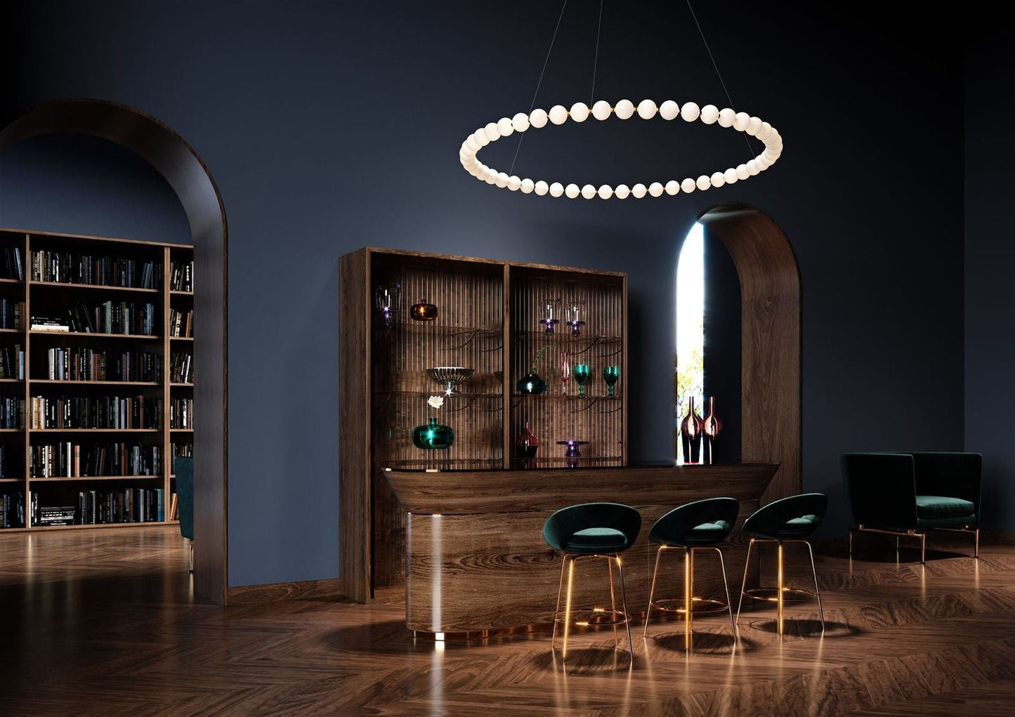 Customizable Pearl Drop Chandelier with Adjustable Height & LED Lights
