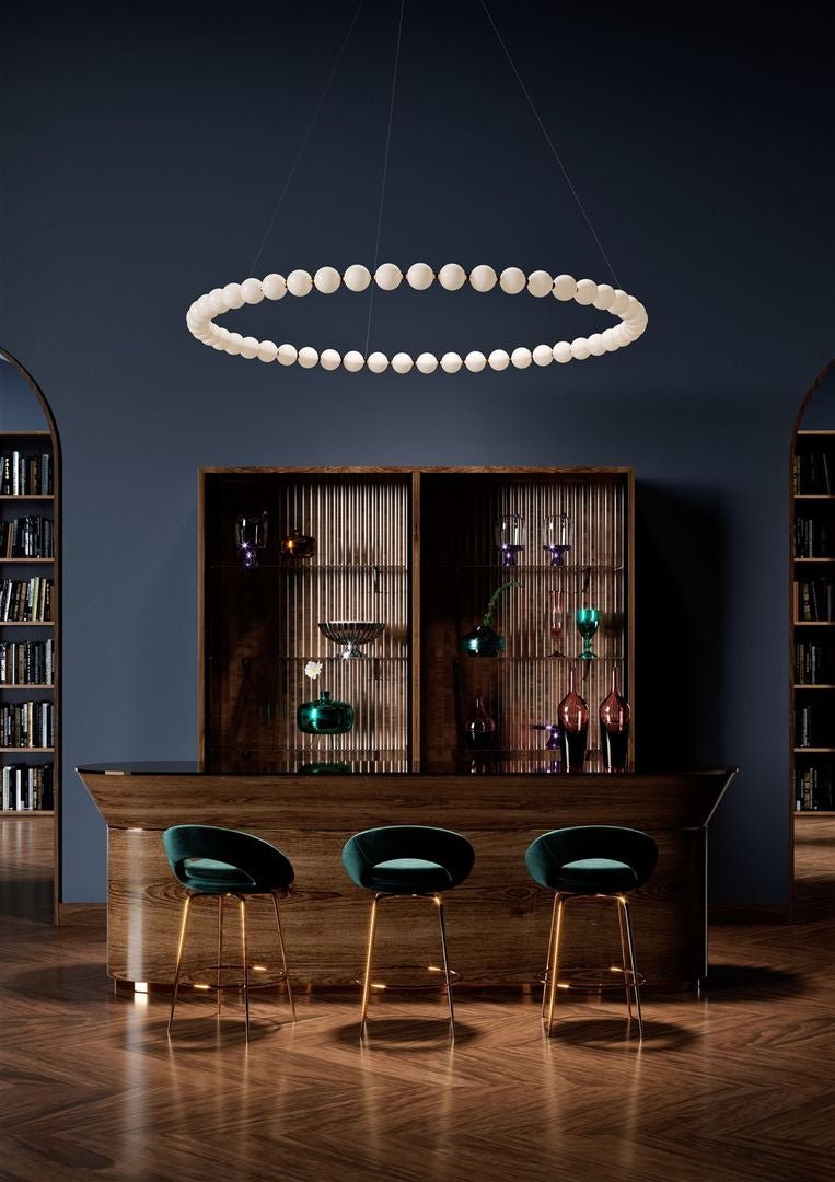 Customizable Pearl Drop Chandelier with Adjustable Height & LED Lights