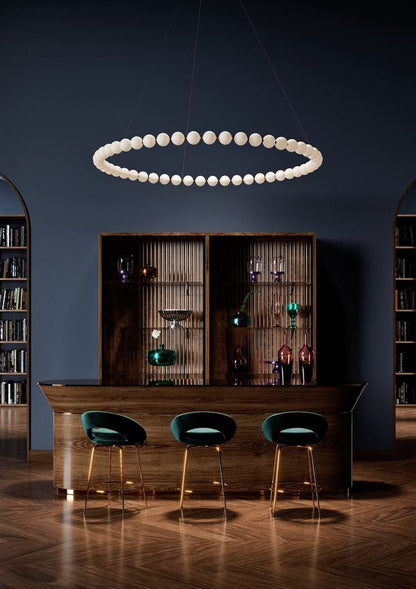 Customizable Pearl Drop Chandelier with Adjustable Height & LED Lights