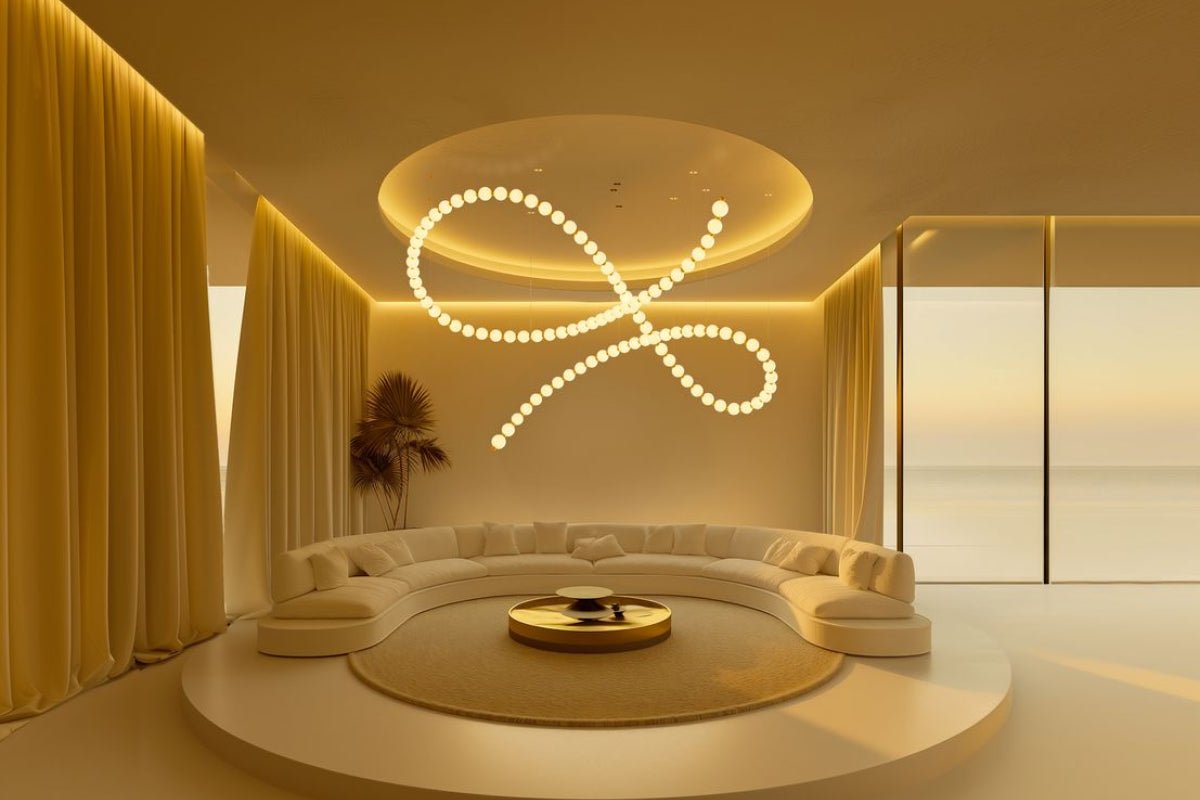 Customizable Pearl Drop Chandelier with Adjustable Height & LED Lights